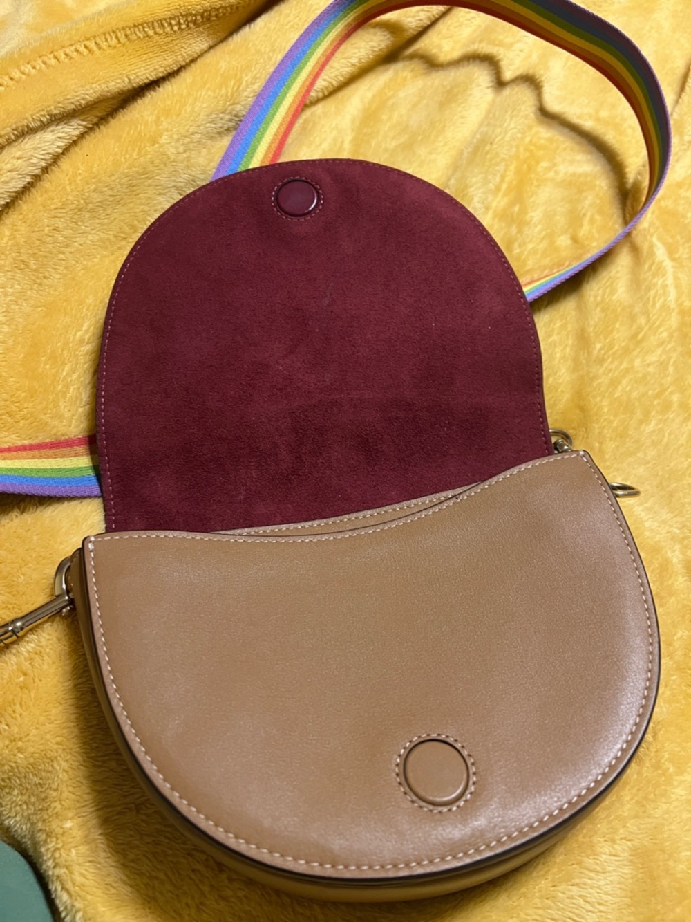 Coach Rainbow Signature Saddle Crossbody Bag - Brown with Multicolor Accents - Picture 3 of 4